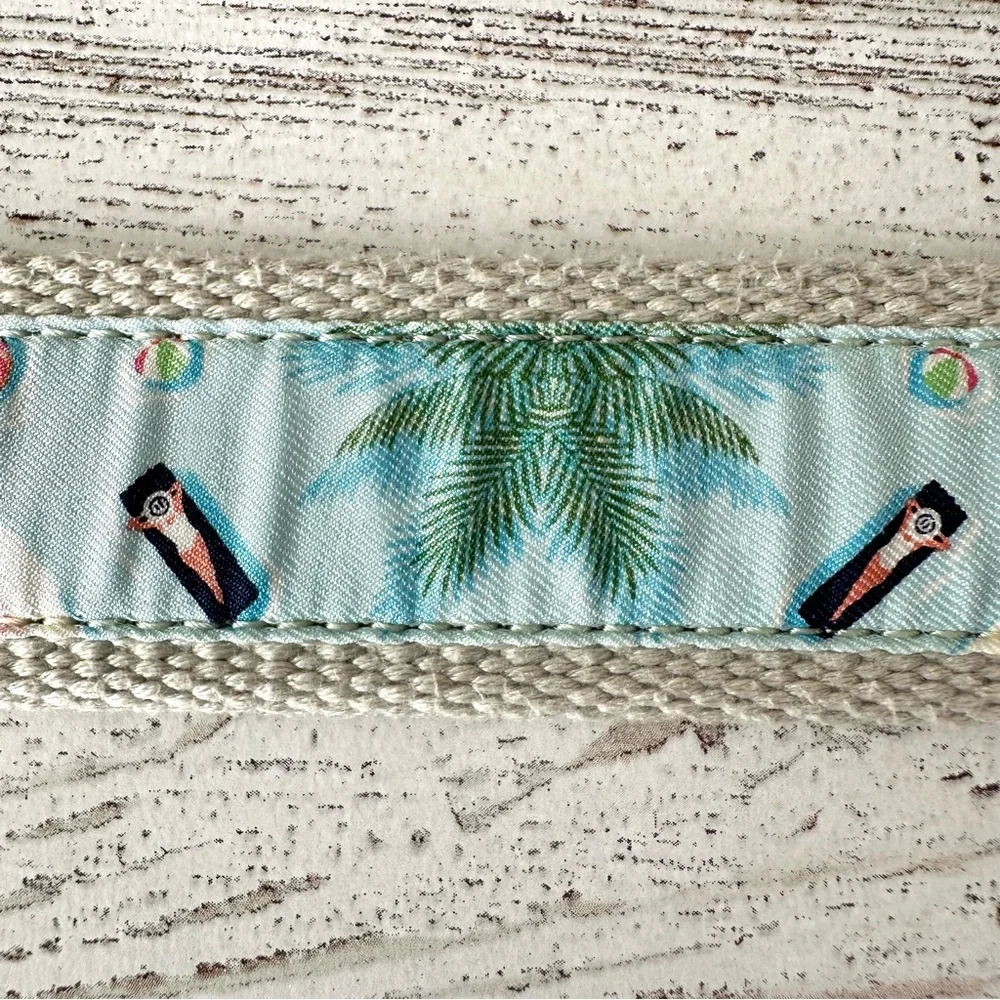 VINEYARD VINES Leather Silk Pool Scene Blue Crush Belt 30 Beach